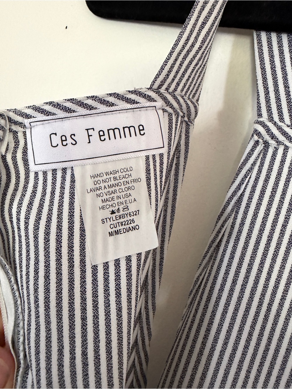 Ces Femme Blue and White Pinstripe Jumpsuit Romper size M - Picture 4 of 4